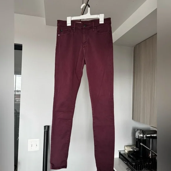 FINAL CHANCE AG Adriano Goldschmied Farrah High Waist Skinny Jeans in burgundy - Picture 2 of 9